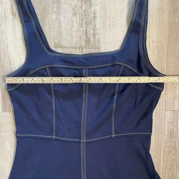 LOFT Topstitched Square Neck Midi Dress size 8 - Picture 5 of 14